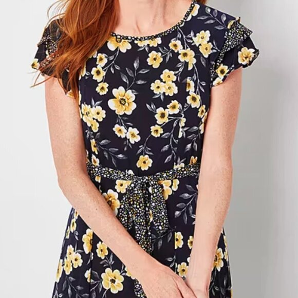 Perceptions Fit & Flare Sunflower Dress - Picture 2 of 11